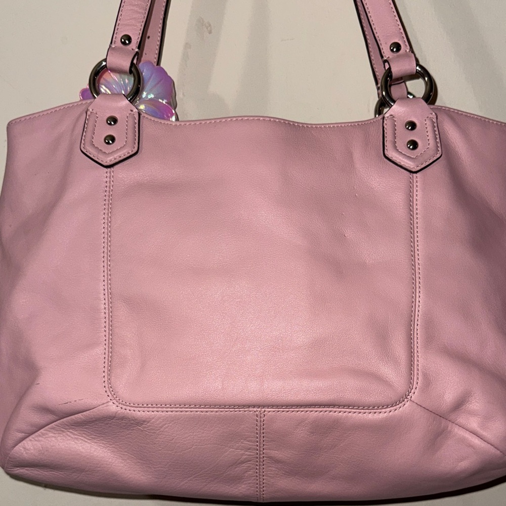 Coach Pink Leather Shoulder Bag with Front Buckle Pocket - Picture 5 of 16